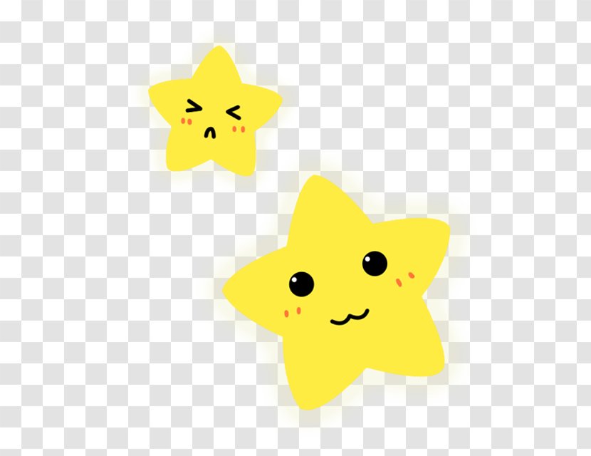 Star Yellow Pentagram Facial Expression - Smiley - Floating Stars Transparent PNG
