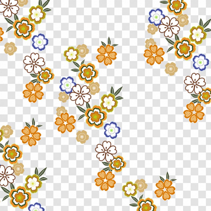Floral Design Clip Art - Point - Japanese Yellow Flower Pattern Transparent PNG