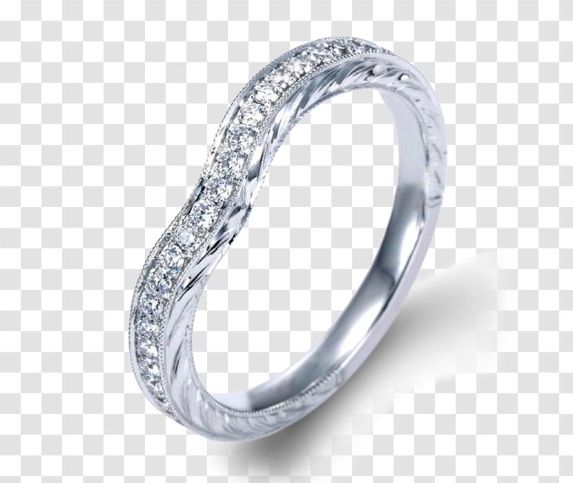 Wedding Ring Silver Body Jewellery Diamond - Curve Transparent PNG