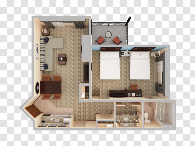 3D Floor Plan House - Balcony Transparent PNG