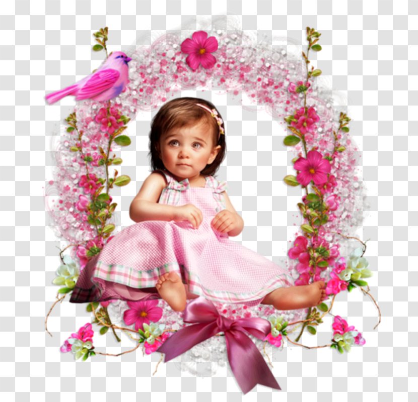 Pink Flower Frame - Painting - Photomontage Transparent PNG