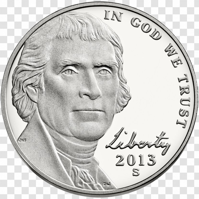 Monticello Philadelphia Mint Jefferson Nickel Coin - Silver Transparent PNG