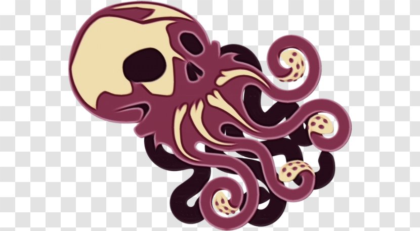 Octopus Cartoon - Violet - Magenta Sticker Transparent PNG