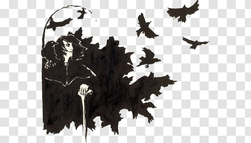 The Raven King Black Silhouette White Font - Wing Transparent PNG