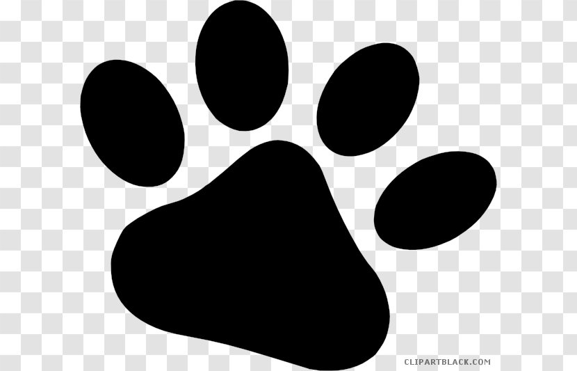 Paw Dog Cat Clip Art - Black And White Transparent PNG