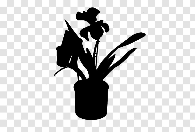 Clip Art Flower Leaf Plant Stem Silhouette - Blackandwhite - Branching Transparent PNG