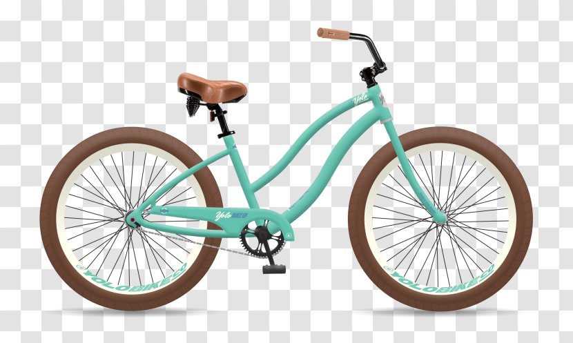 Cruiser Bicycle Fixed-gear Single-speed Step-through Frame - Wheel - Teal Highlights Transparent PNG