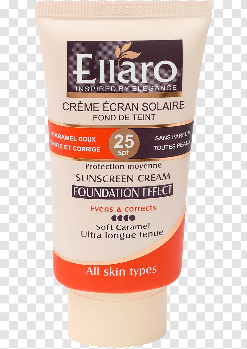 Cream Sunscreen Lotion Ellaro Foundation - Skin - Caramel Transparent PNG