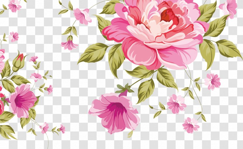 Pink Flowers Pattern - Dahlia - Roses Background Transparent PNG