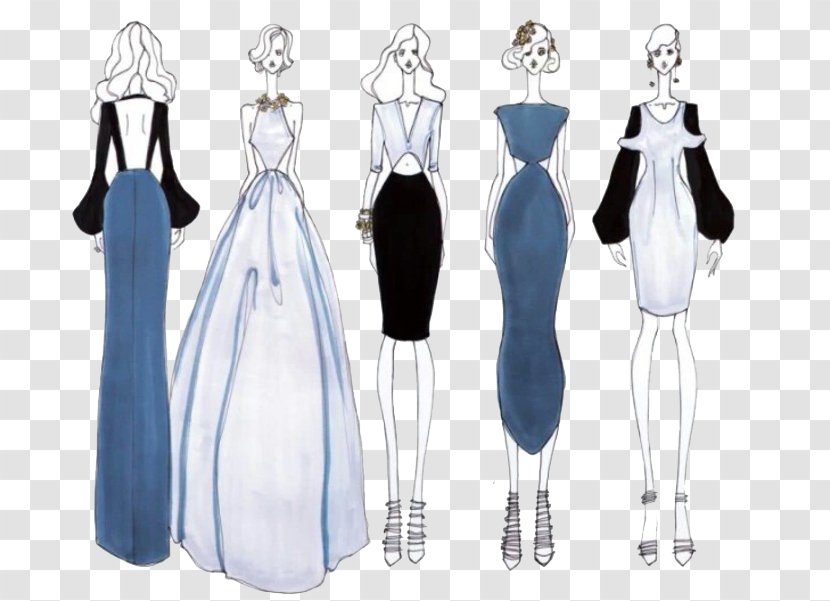 Fashion Illustration Design - Silhouette - Women's Dress Manuscript Transparent PNG