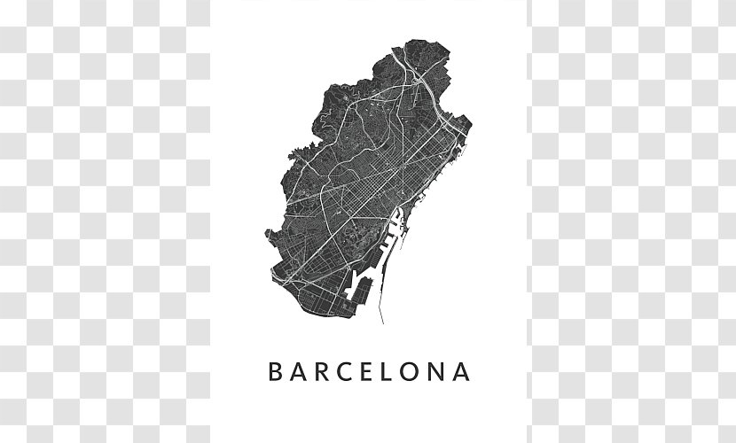 Barcelona Illustration Map Kunst In Kaart Clip Art - Black And White - Poster Transparent PNG