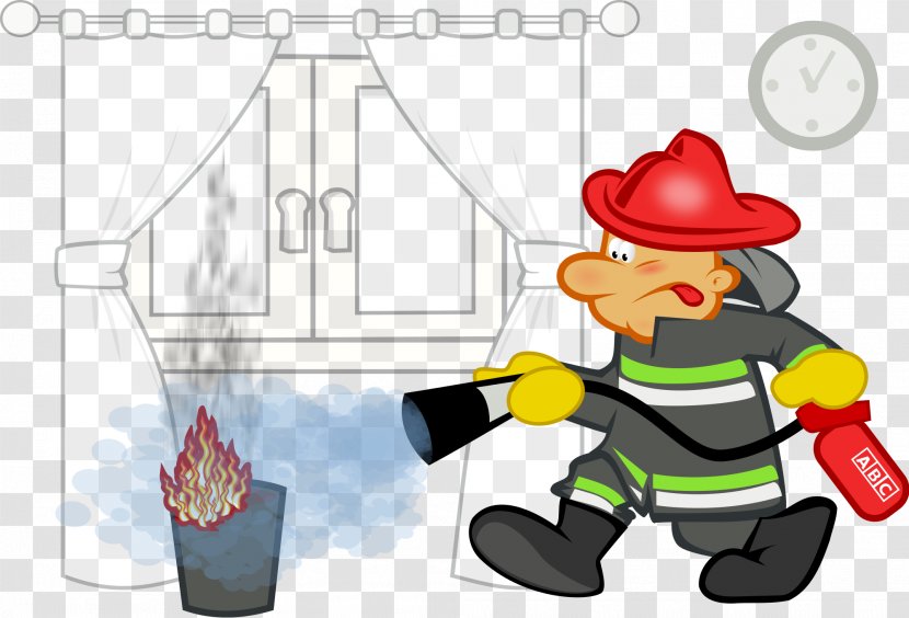 Clip Art Illustration Human Behavior Character - Firefighter Cartoon Transparent PNG