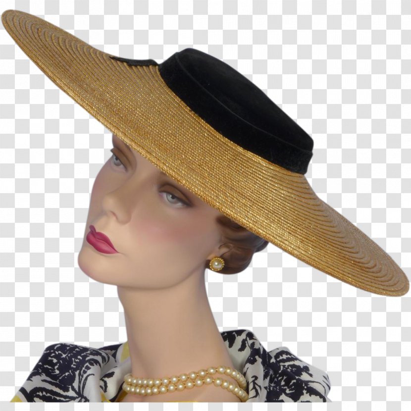 1950s Cartwheel Hat 1940s Sun - Headgear Transparent PNG
