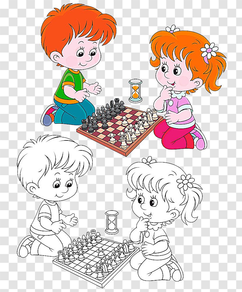 Chess Piece Play Illustration - Heart - Boys And Girls Cartoon Transparent PNG