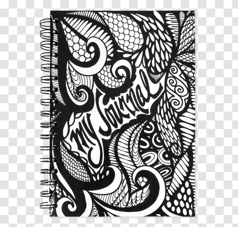 Notebook Drawing Design Doodle Book Covers - Monochrome - White Cover Transparent PNG