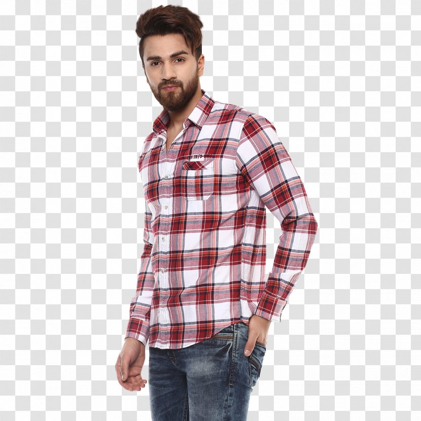 T-shirt Tartan Dress Shirt Maroon - Button - Casual Transparent PNG