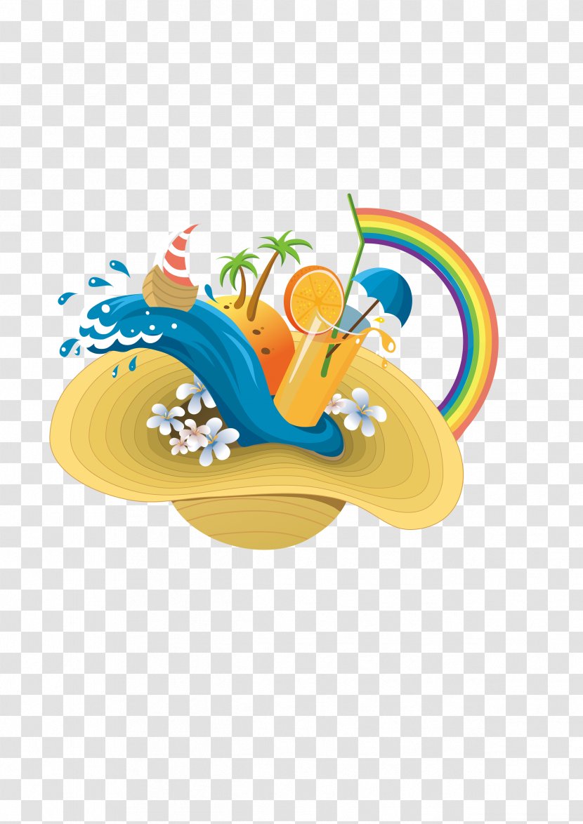 Poster Summer Vacation Graphic Design - Yellow - Cartoon Beach Transparent PNG