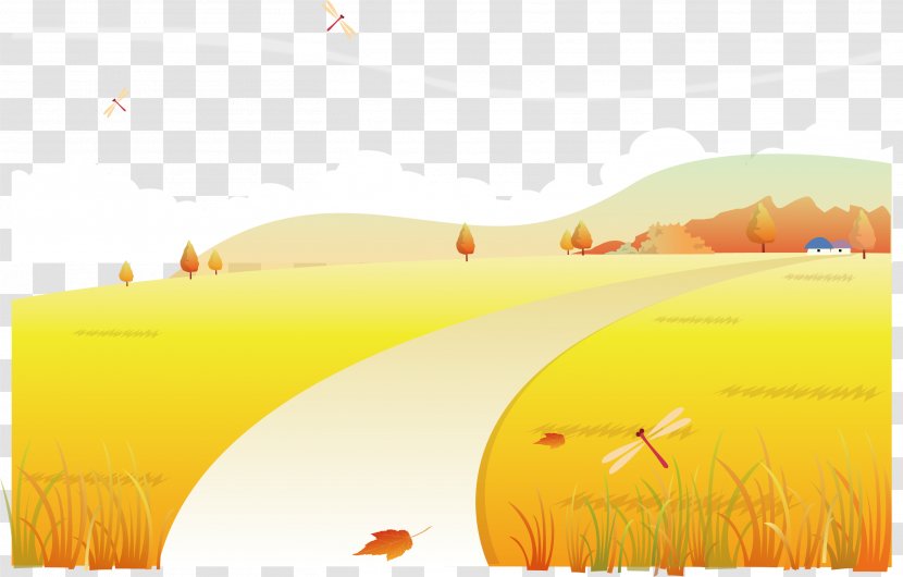 Commodity Yellow Wallpaper - Produce - Watercolor Field Vector Transparent PNG