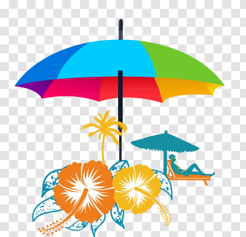 Sandy Beach Clip Art - Orange - Creative Umbrella Transparent PNG