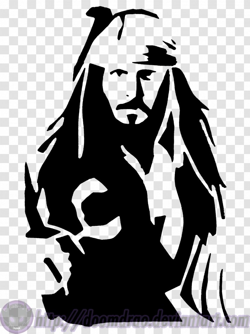 Jack Sparrow Stencil Pirates Of The Caribbean Clip Art - Fictional Character - Pirate Parrot Transparent PNG