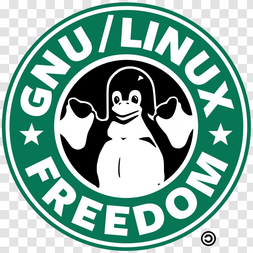 GNU/Linux Naming Controversy T-shirt Tux Free Software - Black And White - Starbucks Cliparts Transparent PNG
