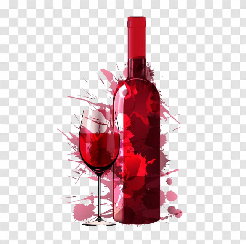 Red Wine Glass Bottle - Royaltyfree - And Transparent PNG
