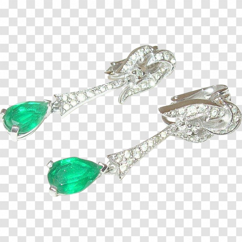 Emerald Earring Body Jewellery Silver - Platinum Transparent PNG