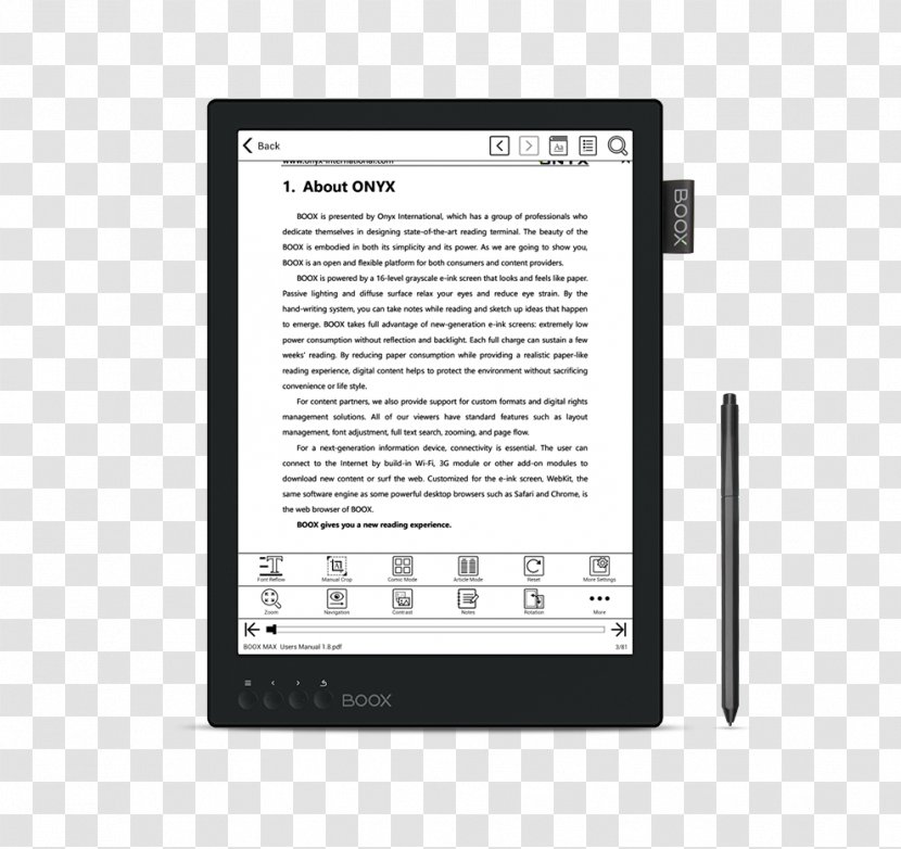 Boox E-Readers E Ink Sony Reader Display Device - Electronic Paper - Android Transparent PNG