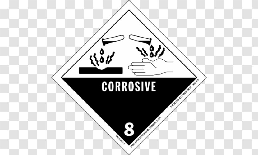 HAZMAT Class 8 Corrosive Substances Label Dangerous Goods Placard - Acid Transparent PNG