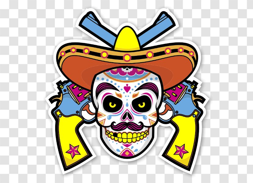 Mexican Cuisine Calavera Sticker Skull Decal - MEXICAN FLOWERS Transparent PNG