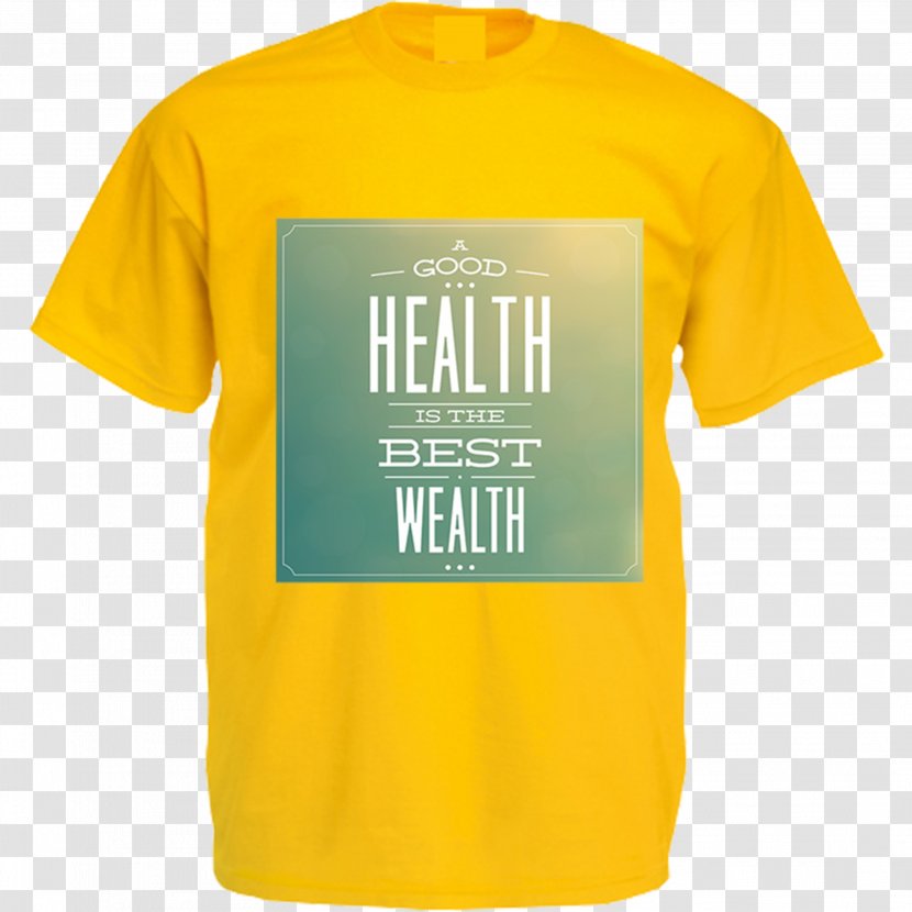 T-shirt Yellow Logo Product Design Sleeve - Brand - Good Health Transparent PNG
