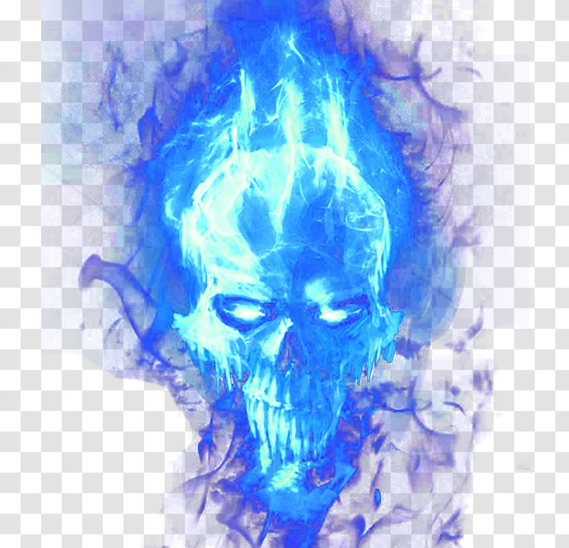 Hoodie Skull Flame Blue - Heart Transparent PNG