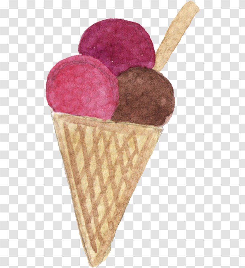 Ice Cream Cone Chocolate - Painted Transparent PNG