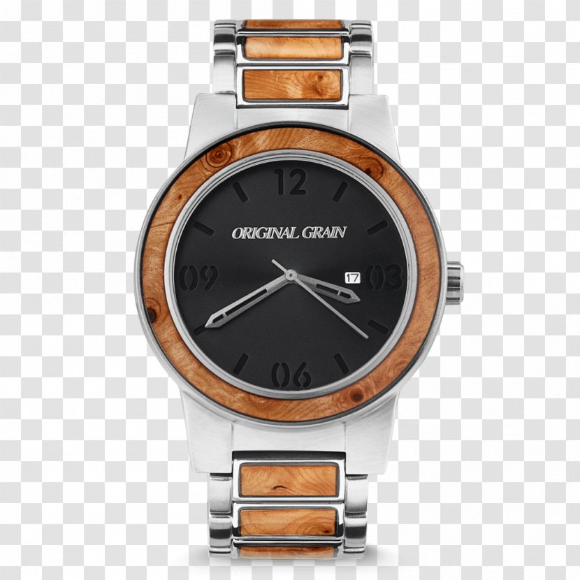 Watch Brushed Metal Stainless Steel Barrel Wood Transparent PNG