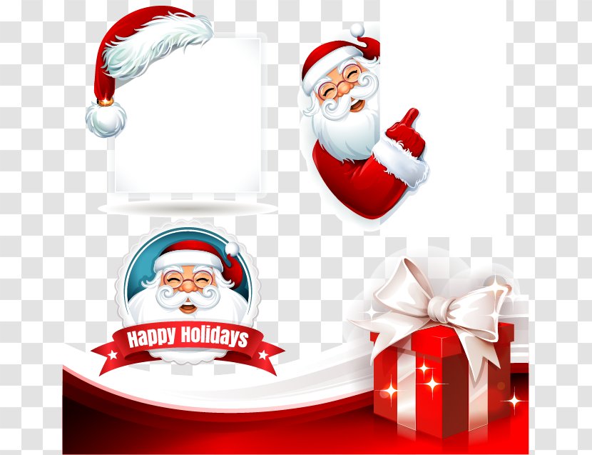 Santa Claus Christmas Gift Illustration - Card - And The Panels Vector Material Transparent PNG
