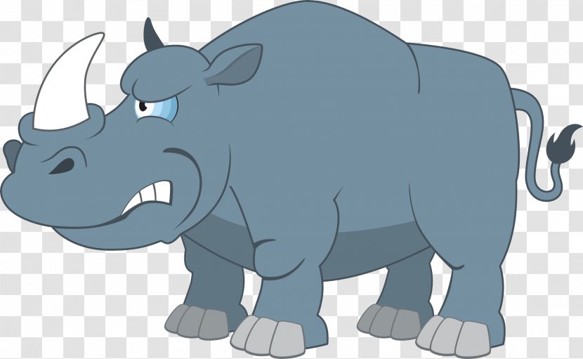 Rhinoceros Cartoon Illustration - Tail - Angry Rhino Transparent PNG