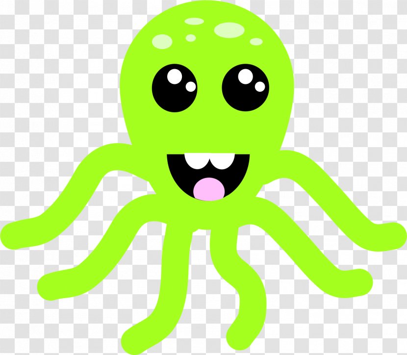 Octopus Smiley Green Cartoon Clip Art - Ball Transparent PNG