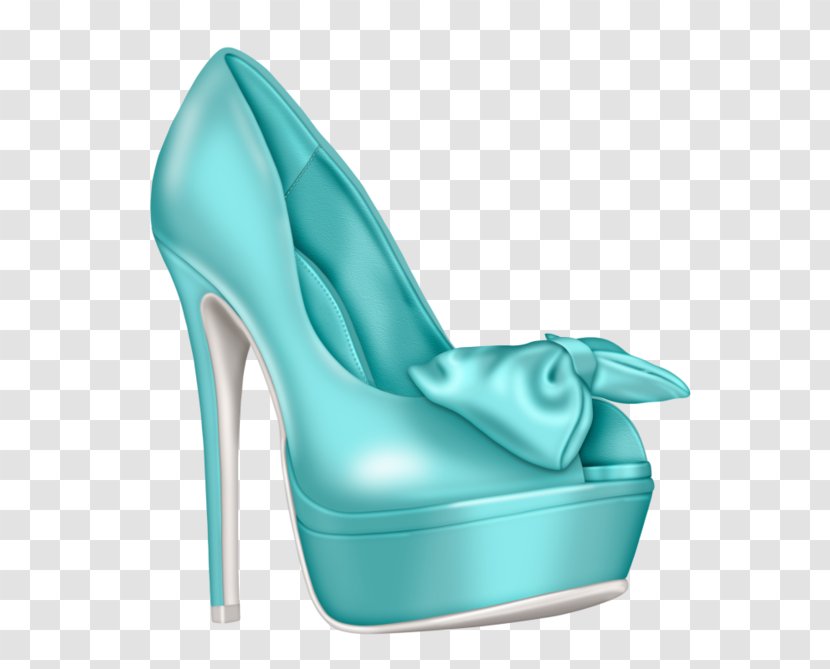 Cyan Shoe High-heeled Footwear Clip Art - Azure - Ms. Heels Transparent PNG