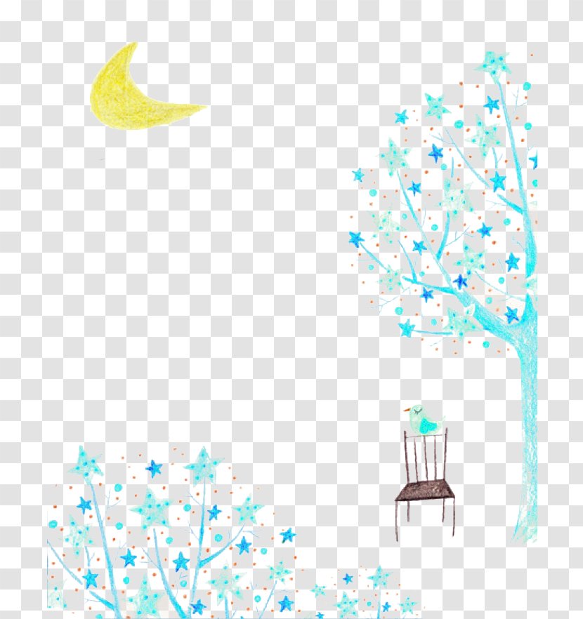 Blue Desktop Wallpaper Illustration - Star Trees Transparent PNG