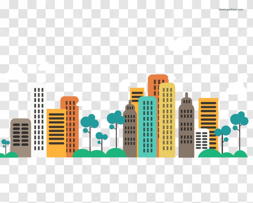 Apartment City - Flat Color Abstract Urban Background Transparent PNG