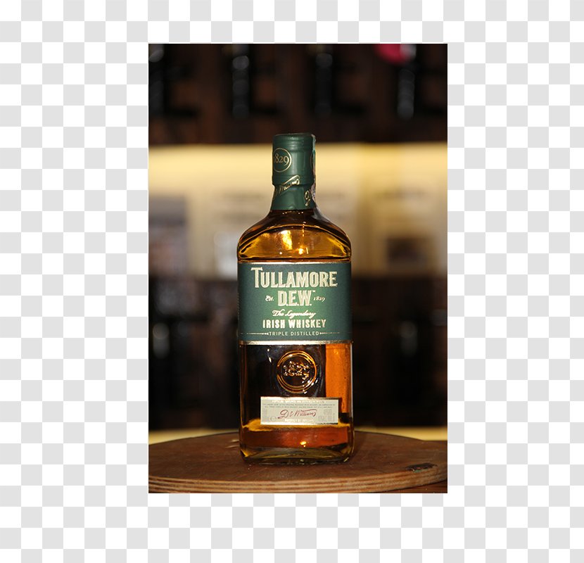 Liqueur Whiskey Glass Bottle Tullamore Dew - Dessert Wine Transparent PNG