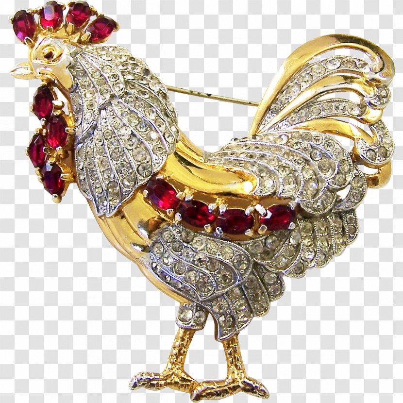 Rooster Brooch Body Jewellery Chicken As Food - Phasianidae - Diamond Transparent PNG