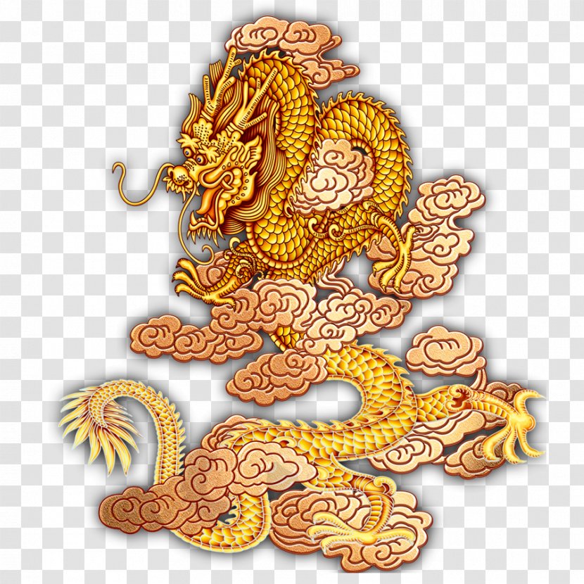 Chinese Dragon Pixel - Gold Transparent PNG