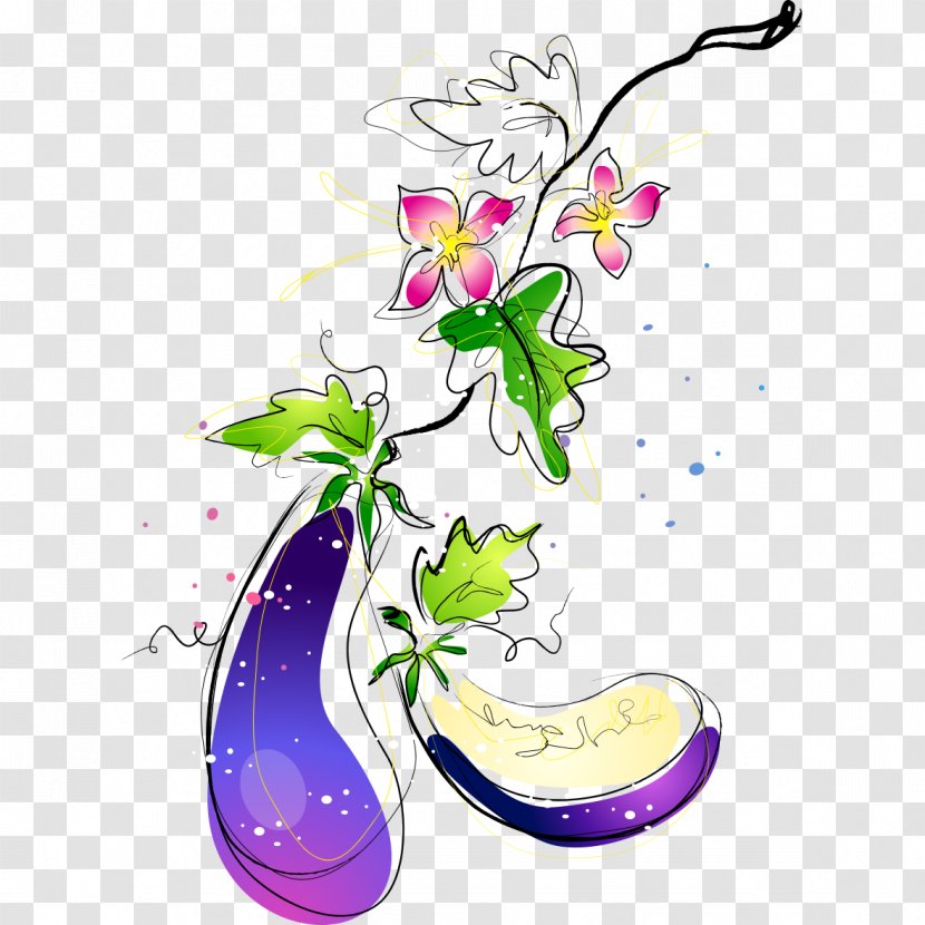 Painting Eggplant Vegetable Illustration - Lilac - Figure Painted Transparent PNG