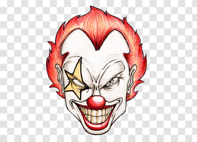 Evil Clown Cartoon Drawing Clip Art - Tree - Scary Clowns Transparent PNG