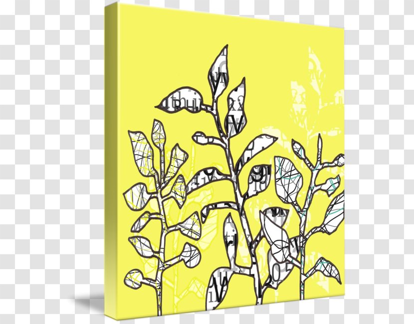 Floral Design Art - Gallery Wrap - Yellow Lines Transparent PNG