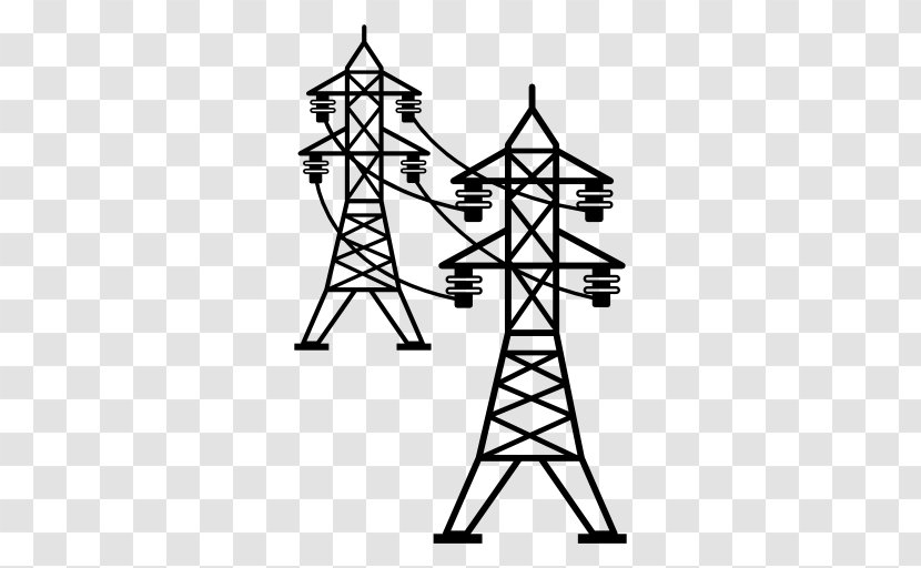 Transmission Tower Overhead Power Line Electric Electricity - Monochrome Photography - High Voltage Transparent PNG