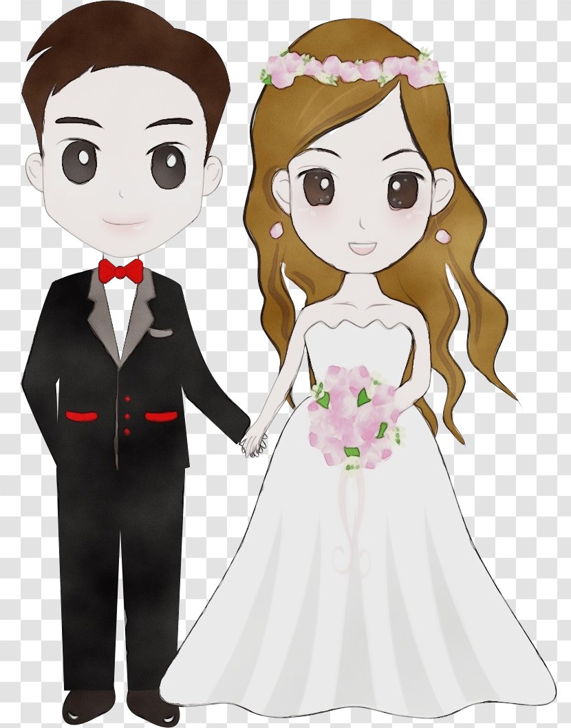 Bride And Groom Cartoon - Paint - Gesture Transparent PNG
