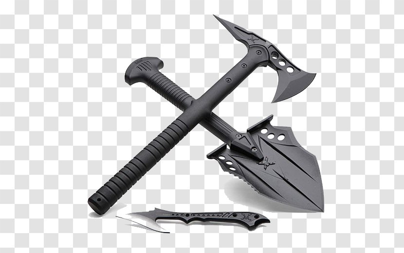 M48 Patton Survival Skills Knife Tomahawk Kit - Black And White - Harpoon Workers Shovel Transparent PNG