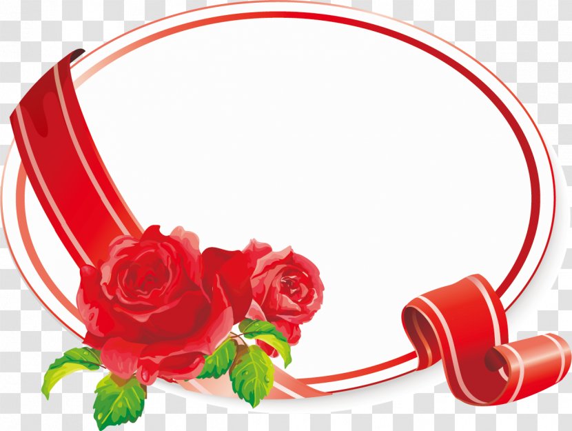 Garden Roses Clip Art Image - Invitation - Romantic Frame Red Rose Transparent PNG
